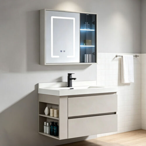 Smart Mirror Cabinet Combo Washstand for Home Bathrooms and Hotel Projects