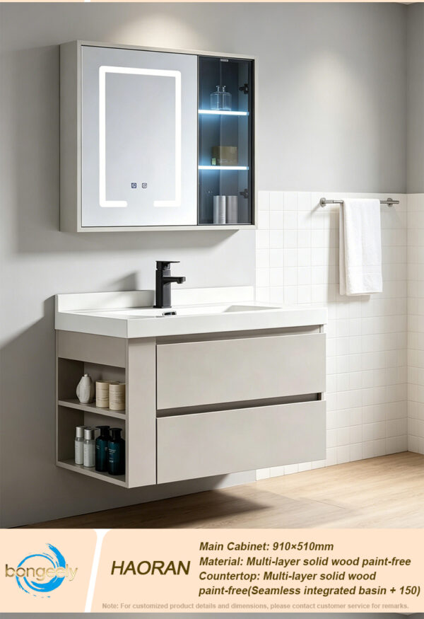 Smart Mirror Cabinet Combo Washstand for Home Bathrooms and Hotel Projects