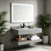 Customized minimalist glossy slab stone washbasin bathroom cabinet wall-mounted washbasin household marble vanity basin double-layer cabinet combination