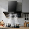 Household top-mounted range hood, T-shaped model, high suction power range hood and gas stove