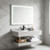 Customized minimalist glossy slab stone washbasin bathroom cabinet wall-mounted washbasin household marble vanity basin double-layer cabinet combination