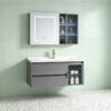 主图9 Simple & luxury solid wood bathroom cabinet set, waterproof, with seamless slate & ceramic integrated basin