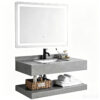 Customized minimalist glossy slab stone washbasin bathroom cabinet wall-mounted washbasin household marble vanity basin double-layer cabinet combination