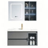 白底图2 Simple & luxury solid wood bathroom cabinet set, waterproof, with seamless slate & ceramic integrated basin